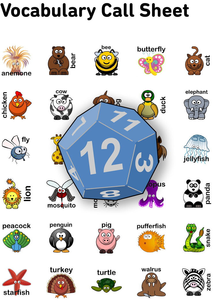 die on Teacherbingo call sheet