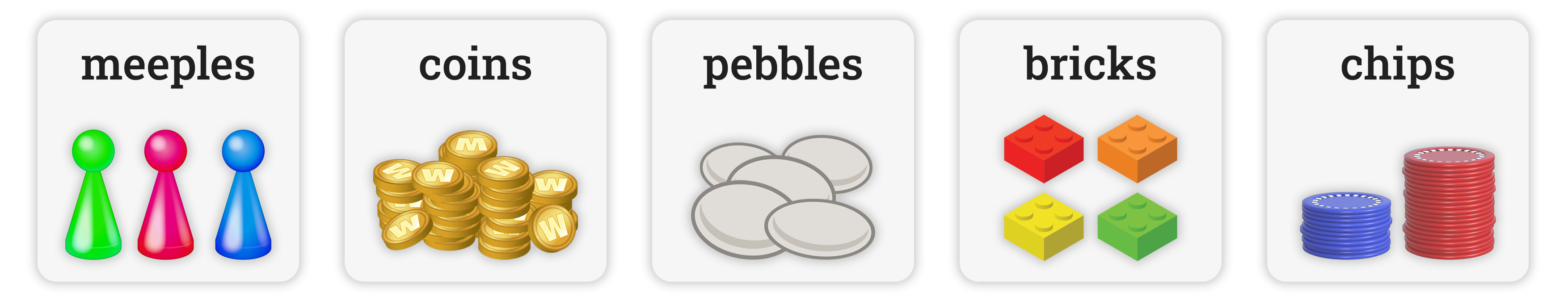 Tokens to mark words in a Bingo game