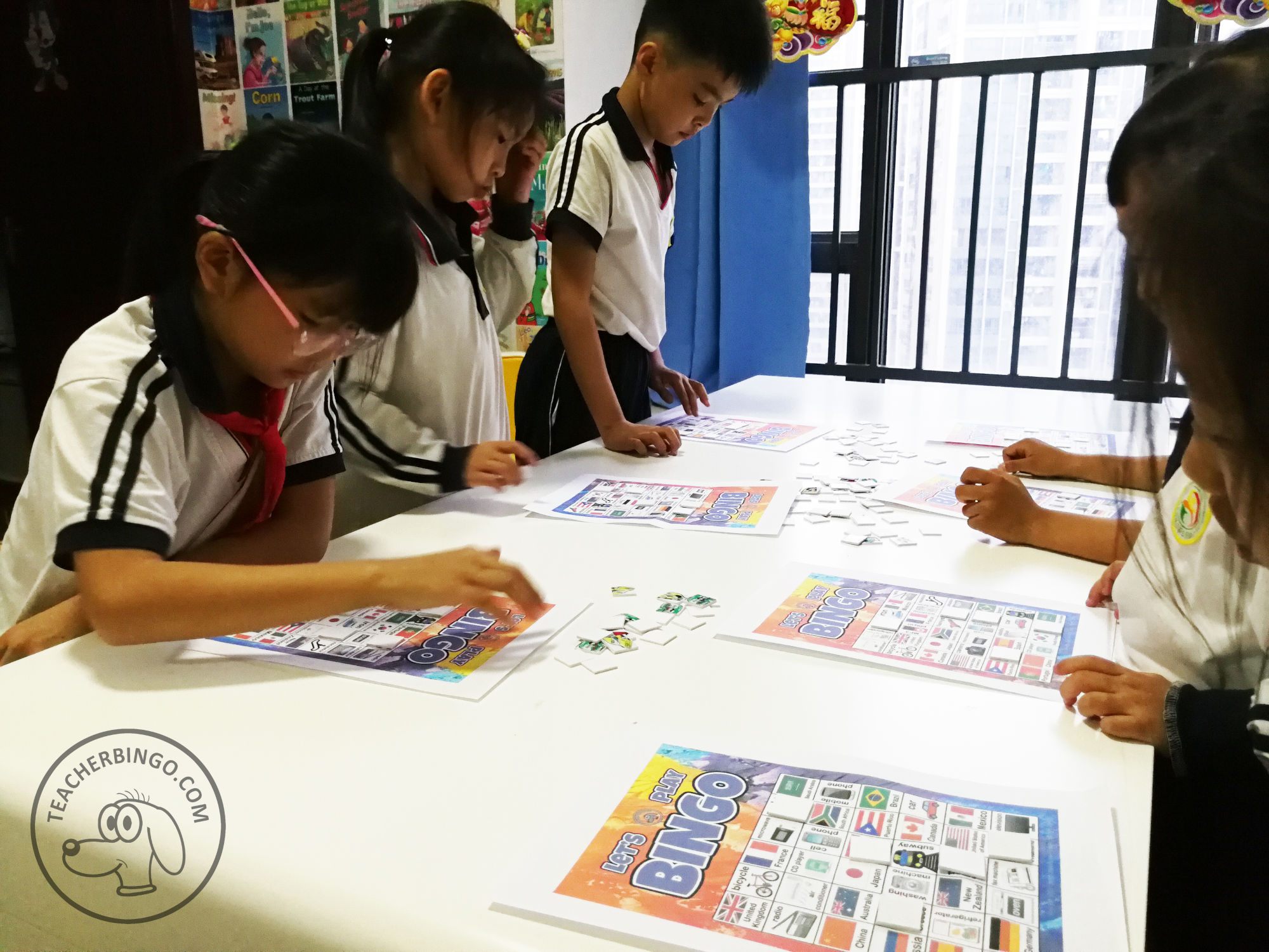 Children playing Bingo