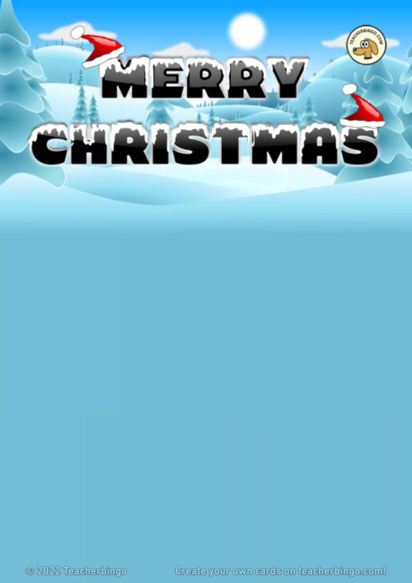 Bingo card with a Christmas background